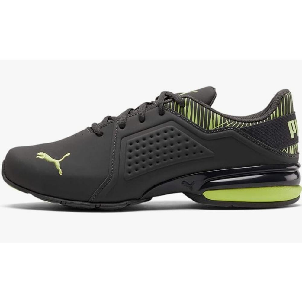 PUMA - Mens Viz Runner Graphic Shoes, Size: 8 D(M) US, Asphalt/Sharp Green